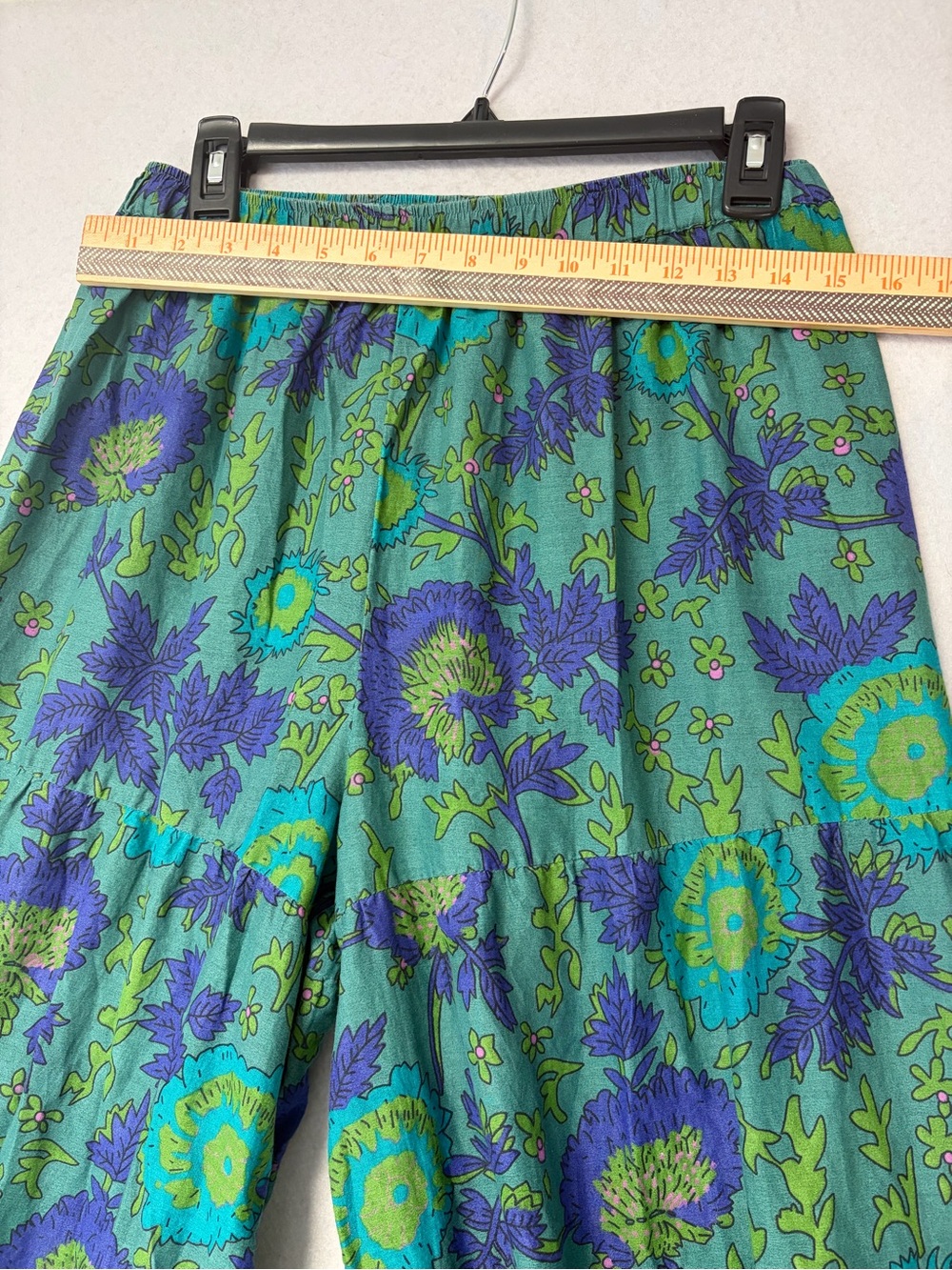 Natural Life Patti Palazzo Pants Floral Tiered Cotton Wide Leg Boho Green Size M - Picture 10 of 10